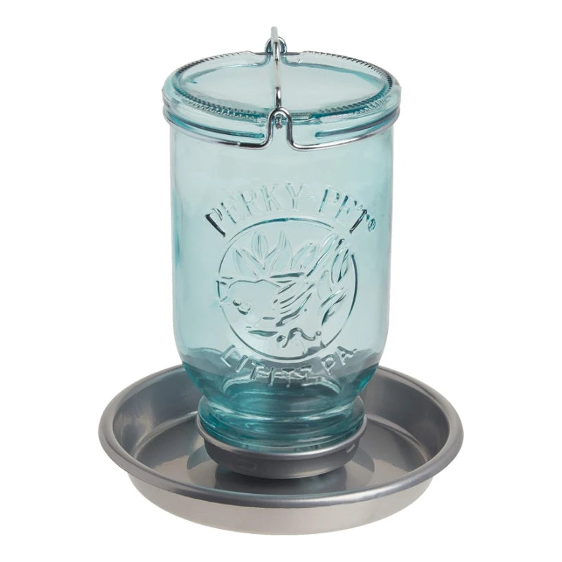 Glass Mason Jar Hanging Wild Bird Waterer 32 oz